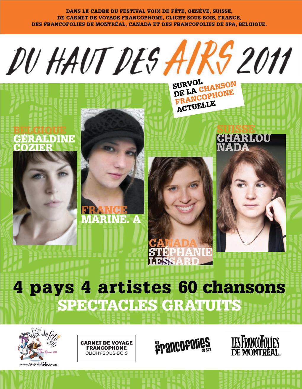 4 Pays 4 Artistes 60 Chansons SPECTACLES GRATUITS