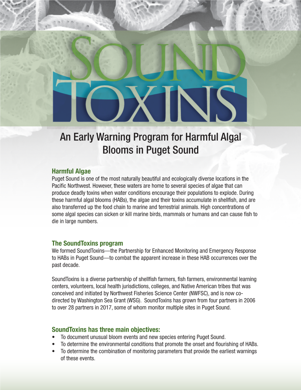 An Early Warning Program for Harmful Algal Blooms in Puget Sound