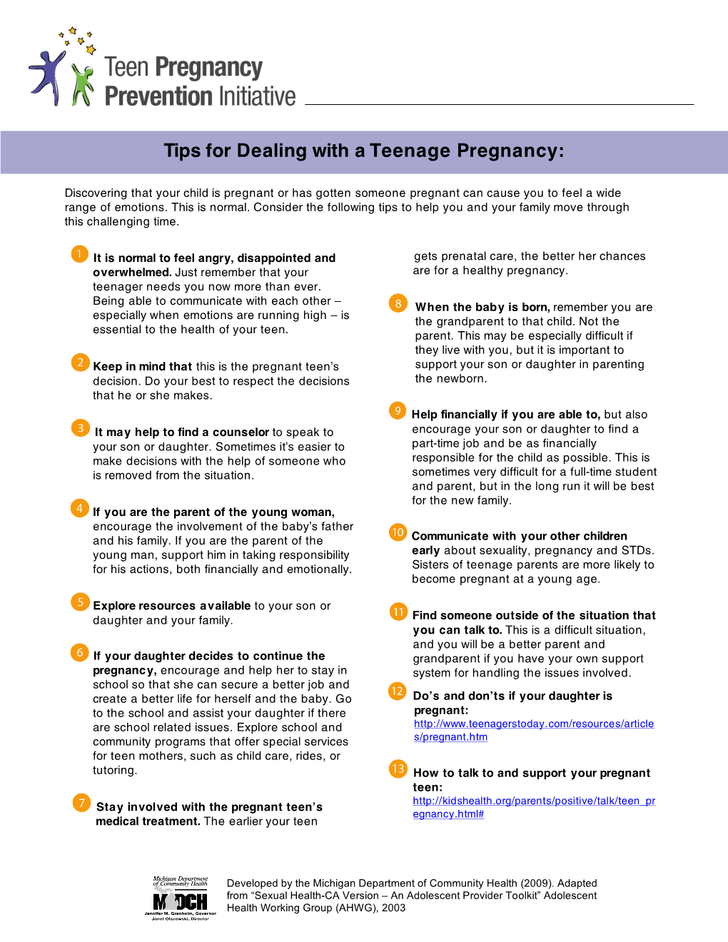 Tips for Dealing with a Teenage Pregnancy