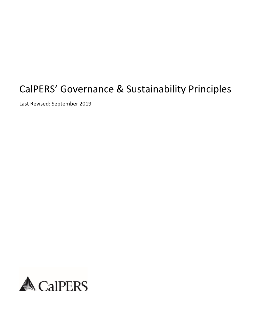 Calpers Governance & Sustainability Principles