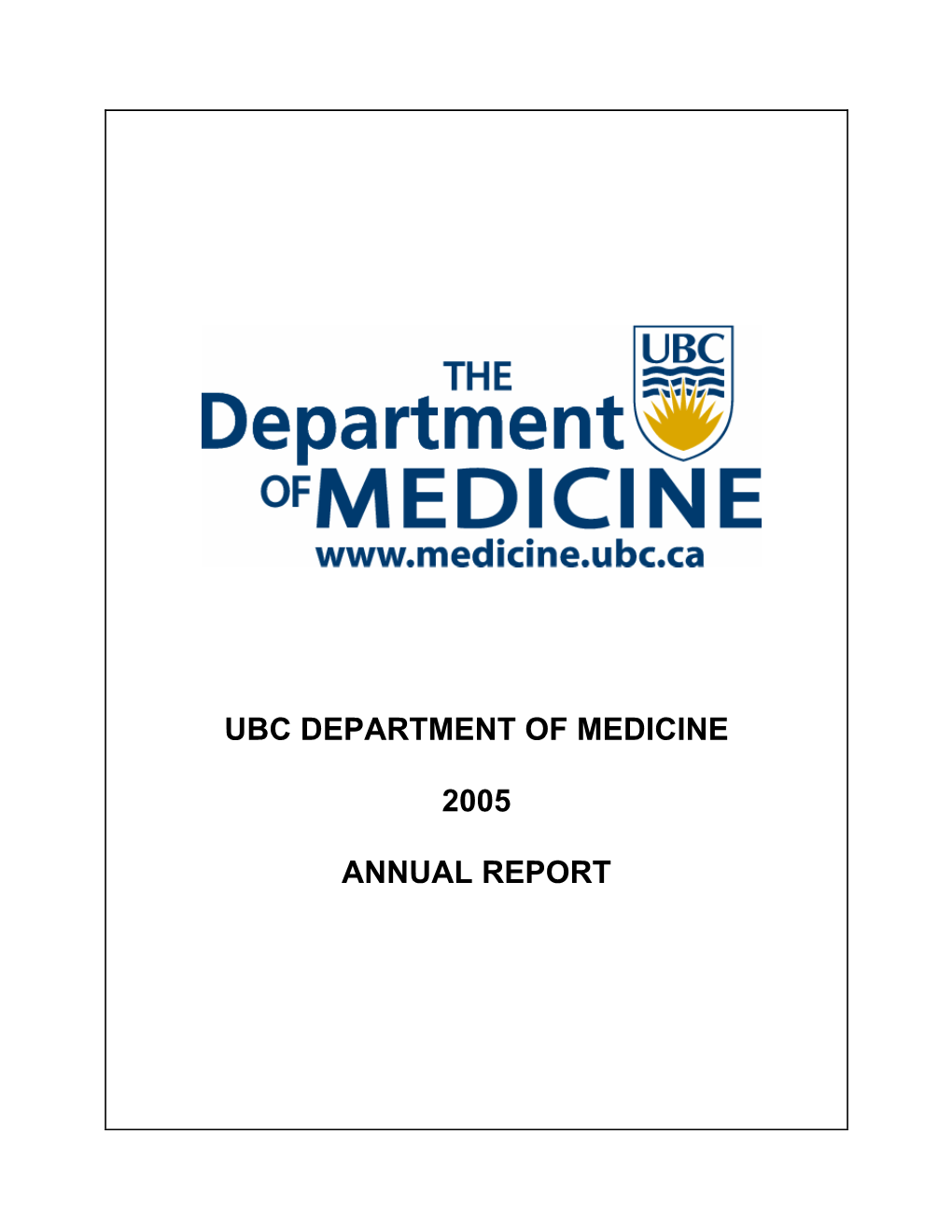 Ubc Department of Medicine 2005 Annual Report