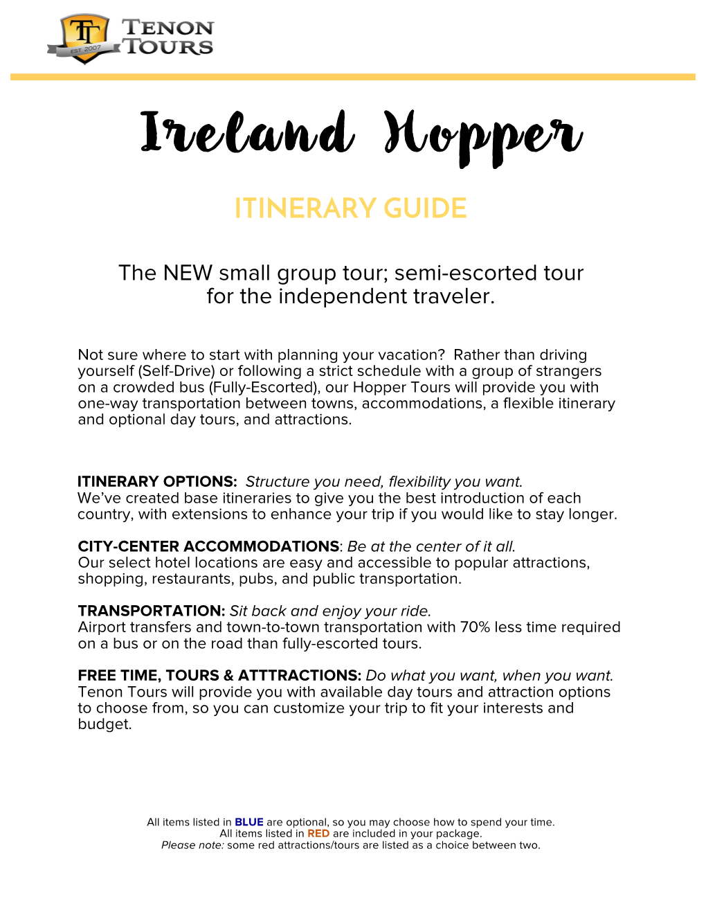 Ireland Hopper ITINERARY GUIDE