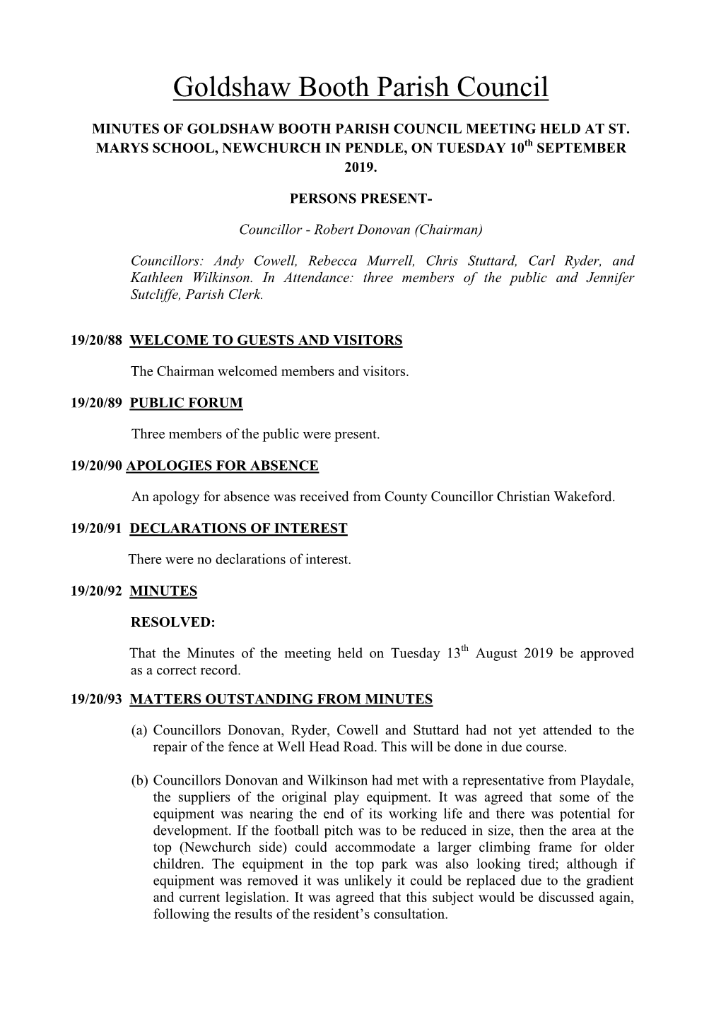 Goldshaw Booth Parish Council