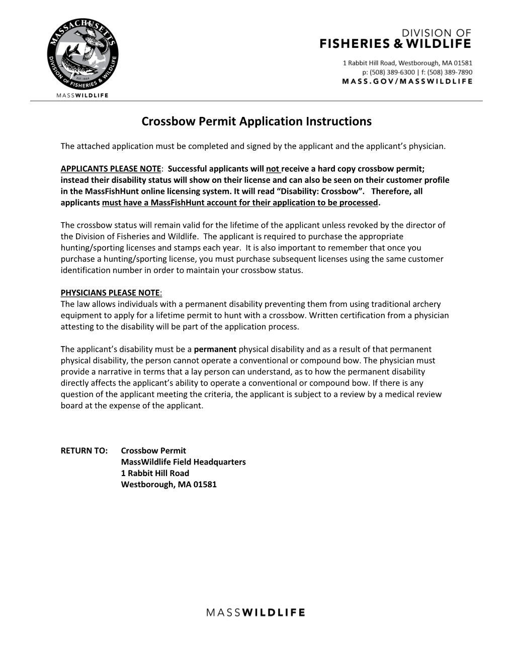 Crossbow Permit Application Instructions