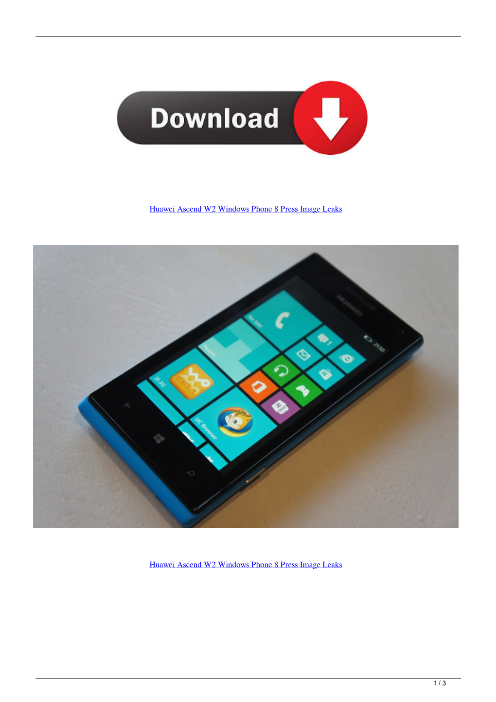 Huawei Ascend W2 Windows Phone 8 Press Image Leaks