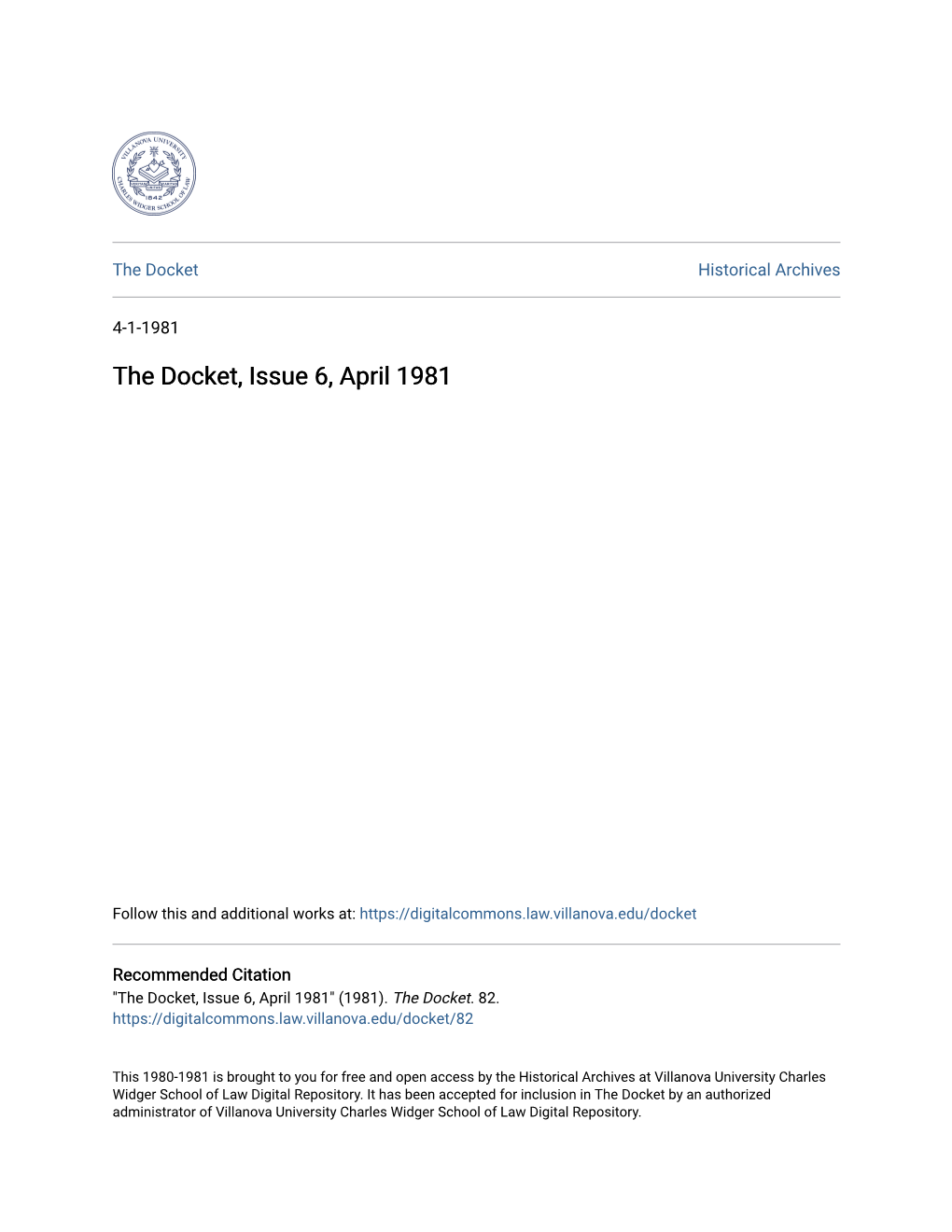The Docket, Issue 6, April 1981