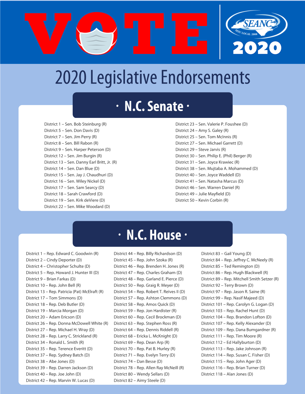 2020 Legislative Endorsements