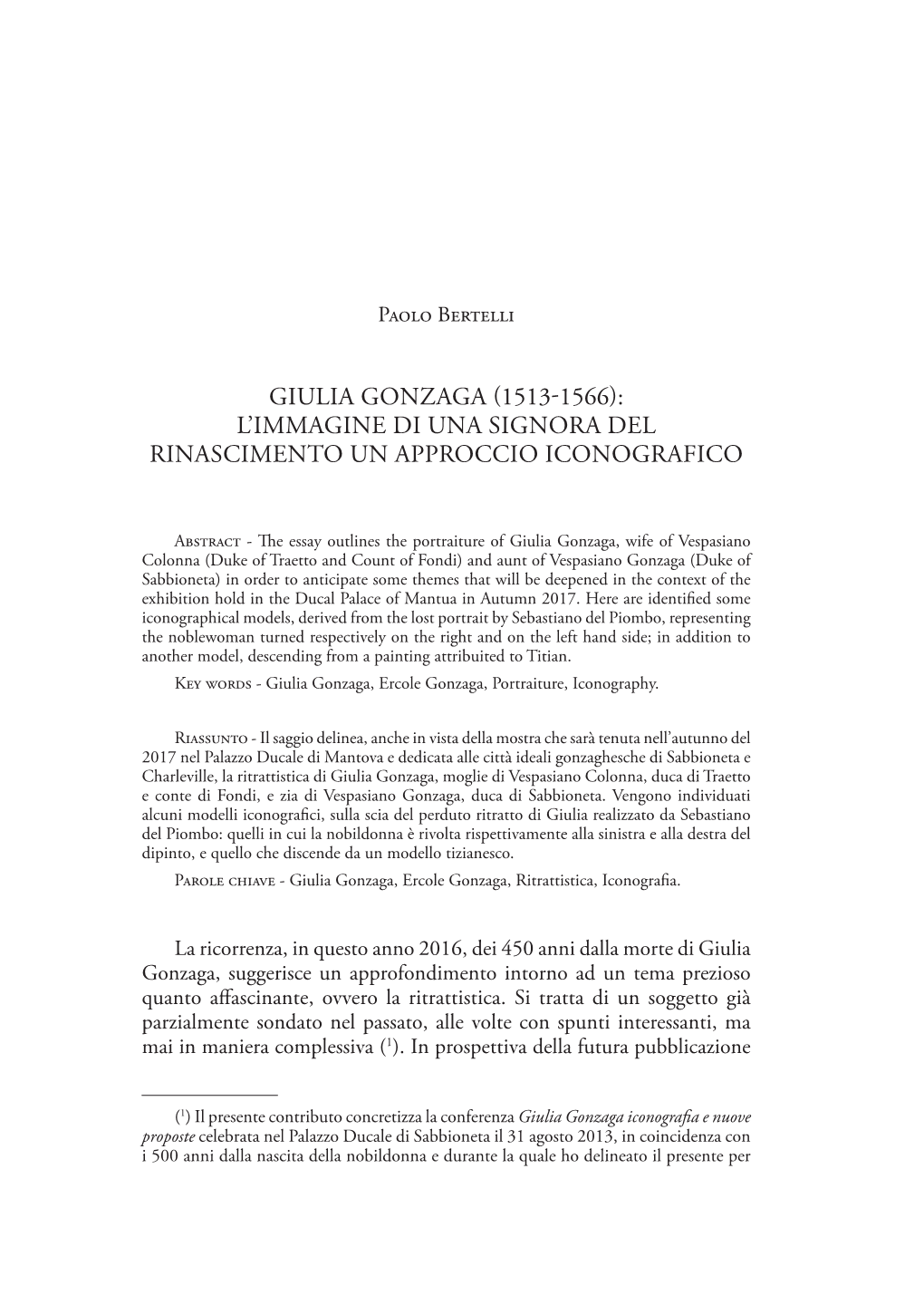 Giulia Gonzaga (1513-1566): L'immagine Di Una Signora