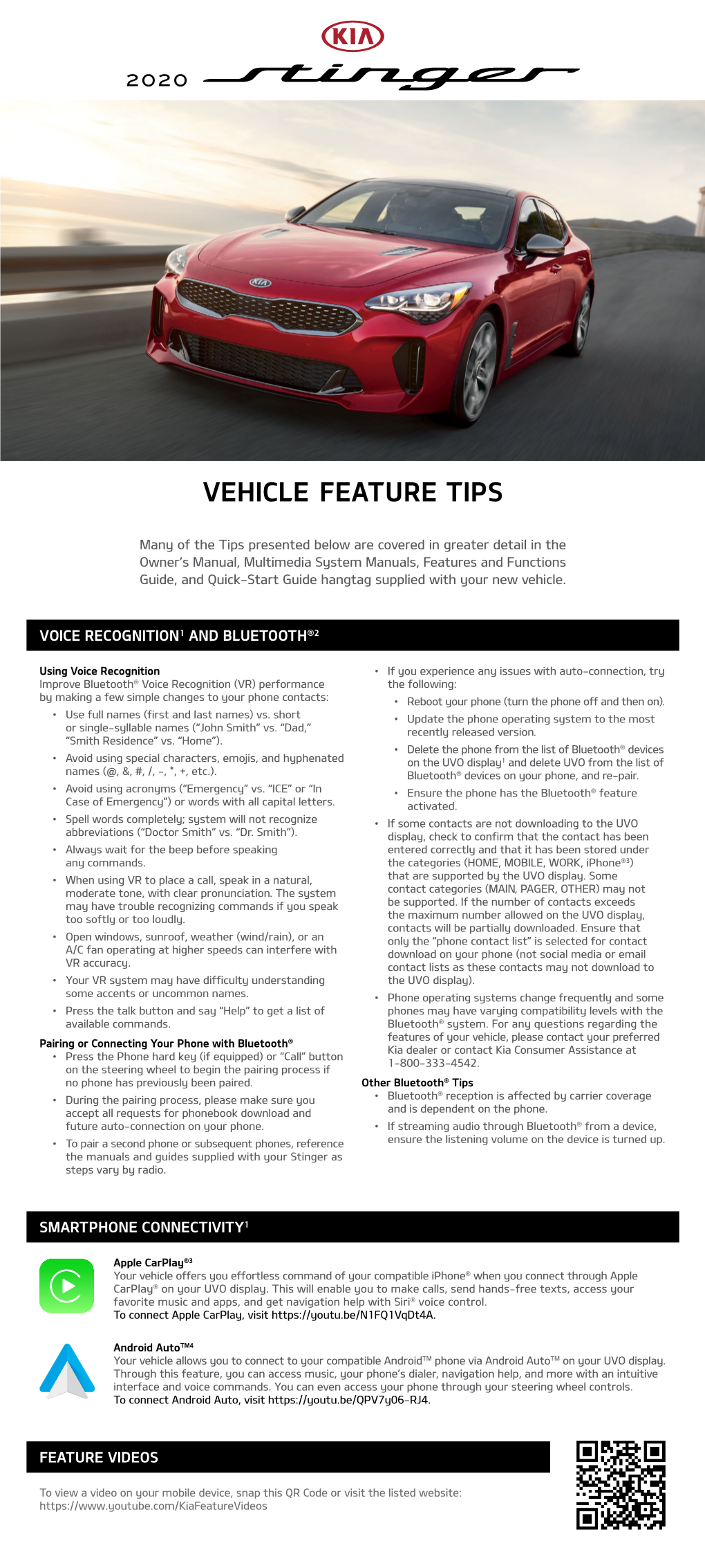 2020 Stinger Vehicle Feature Tips