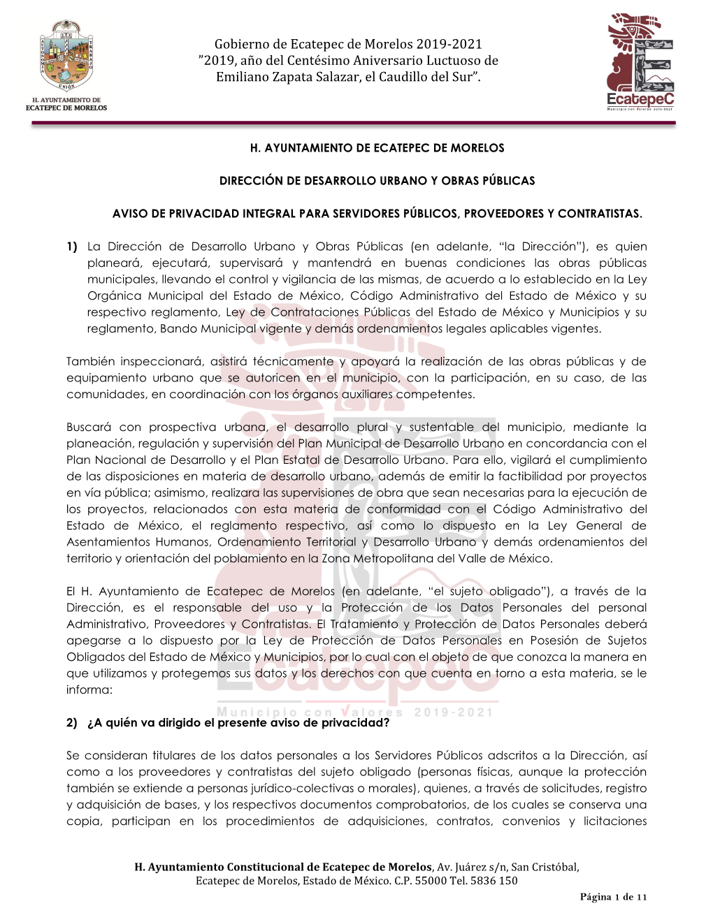 Gobierno De Ecatepec De Morelos 2019-2021 ”2019, Año Del