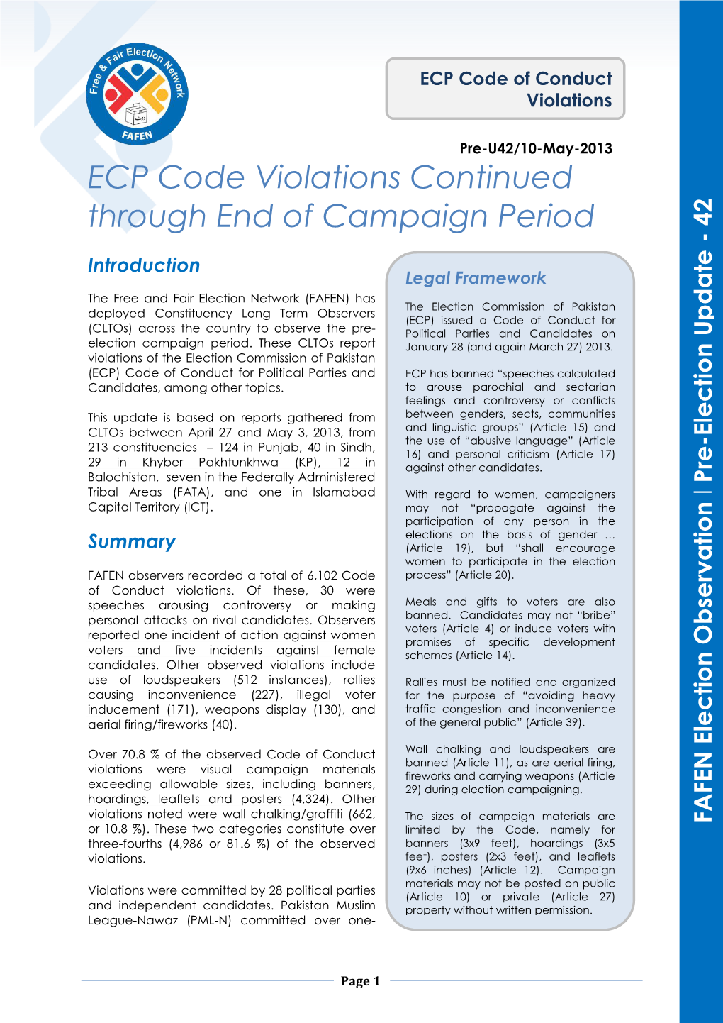 ECP Code Violations Continued Through End of Campaign Period