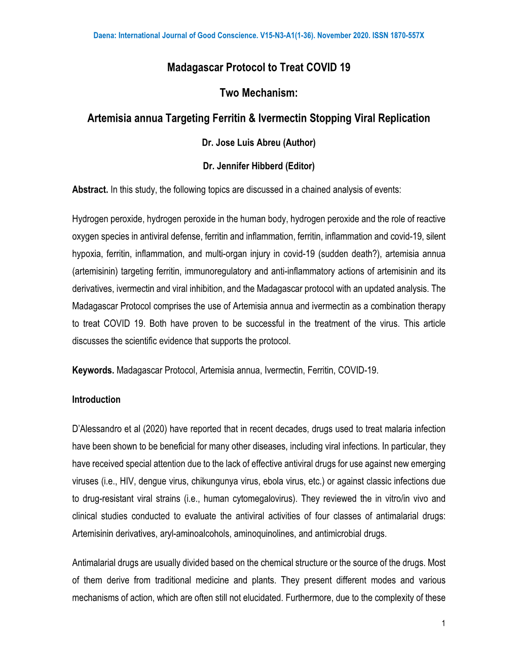 Madagascar Protocol to Treat COVID 19 Two Mechanism