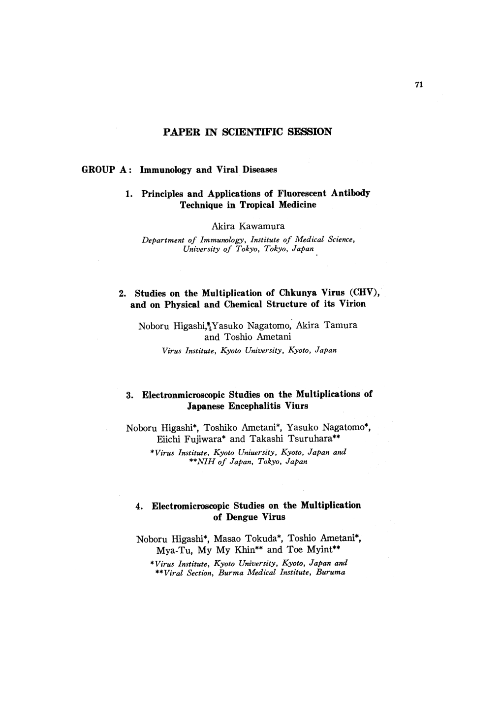 2. Studies on the Multiplication of Chkunya Virus (CHV), and on Physical and Chemical Structure of Its Virion