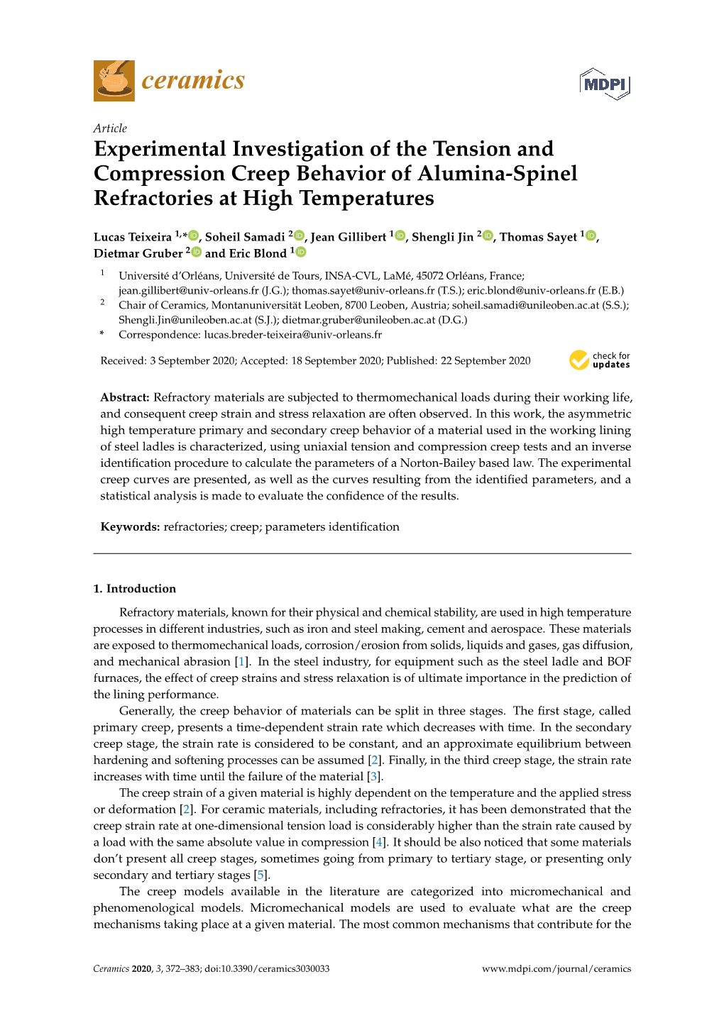 Experimental Investigation of the Tension and Compression Creep Behavior of Alumina-Spinel Refractories at High Temperatures