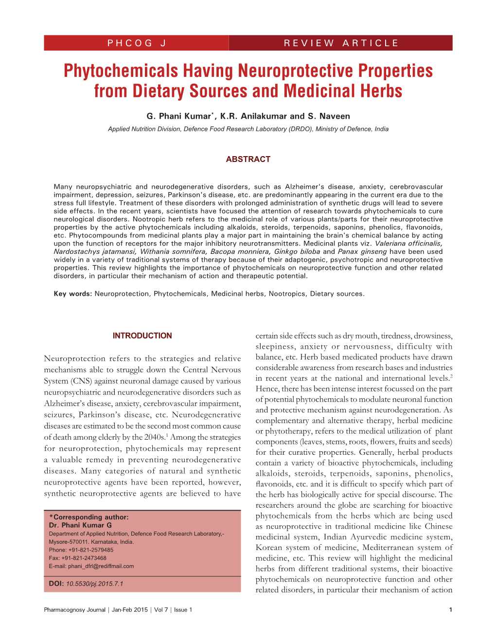 Phytochemicals Having Neuroprotective Properties from Dietary Sources and Medicinal Herbs