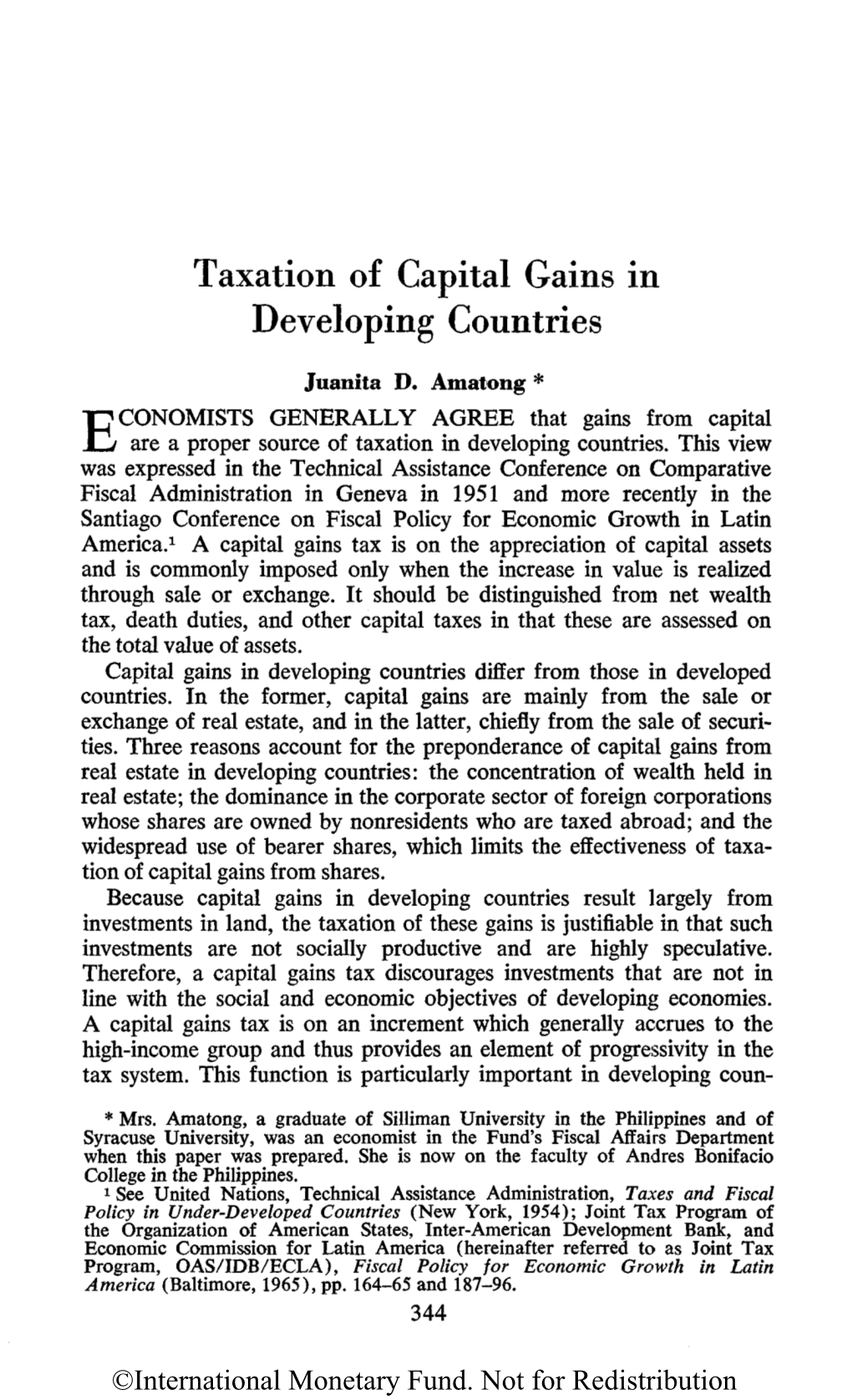 Taxation of Capital Gains in Developing Countries