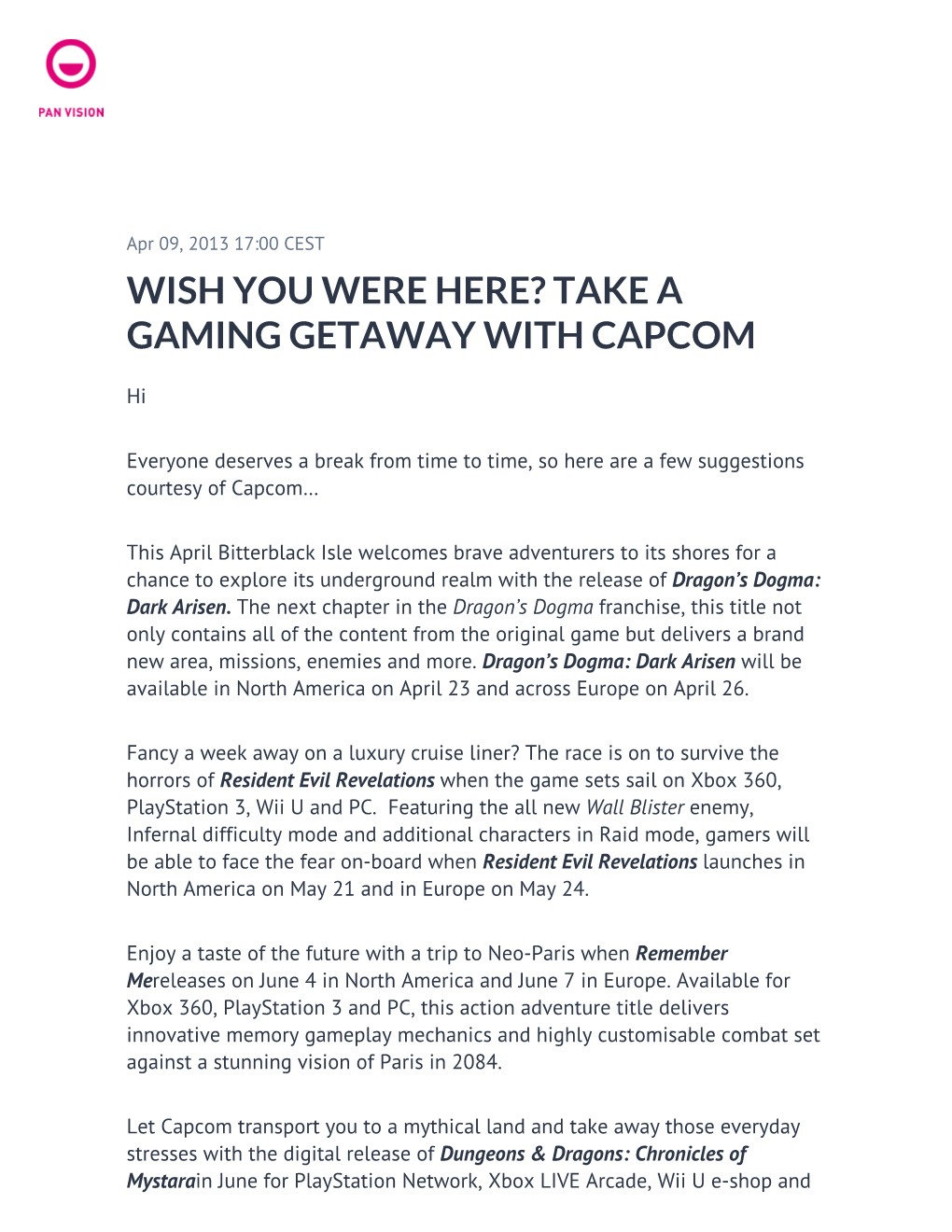 Take a Gaming Getaway with Capcom