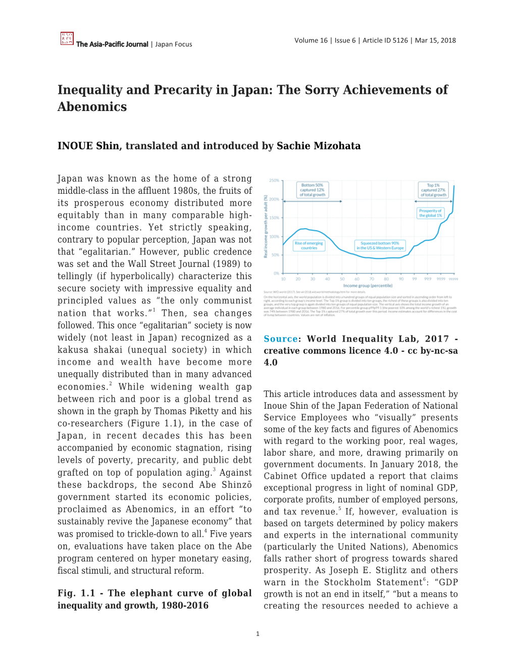 Inequality and Precarity in Japan: the Sorry Achievements of Abenomics