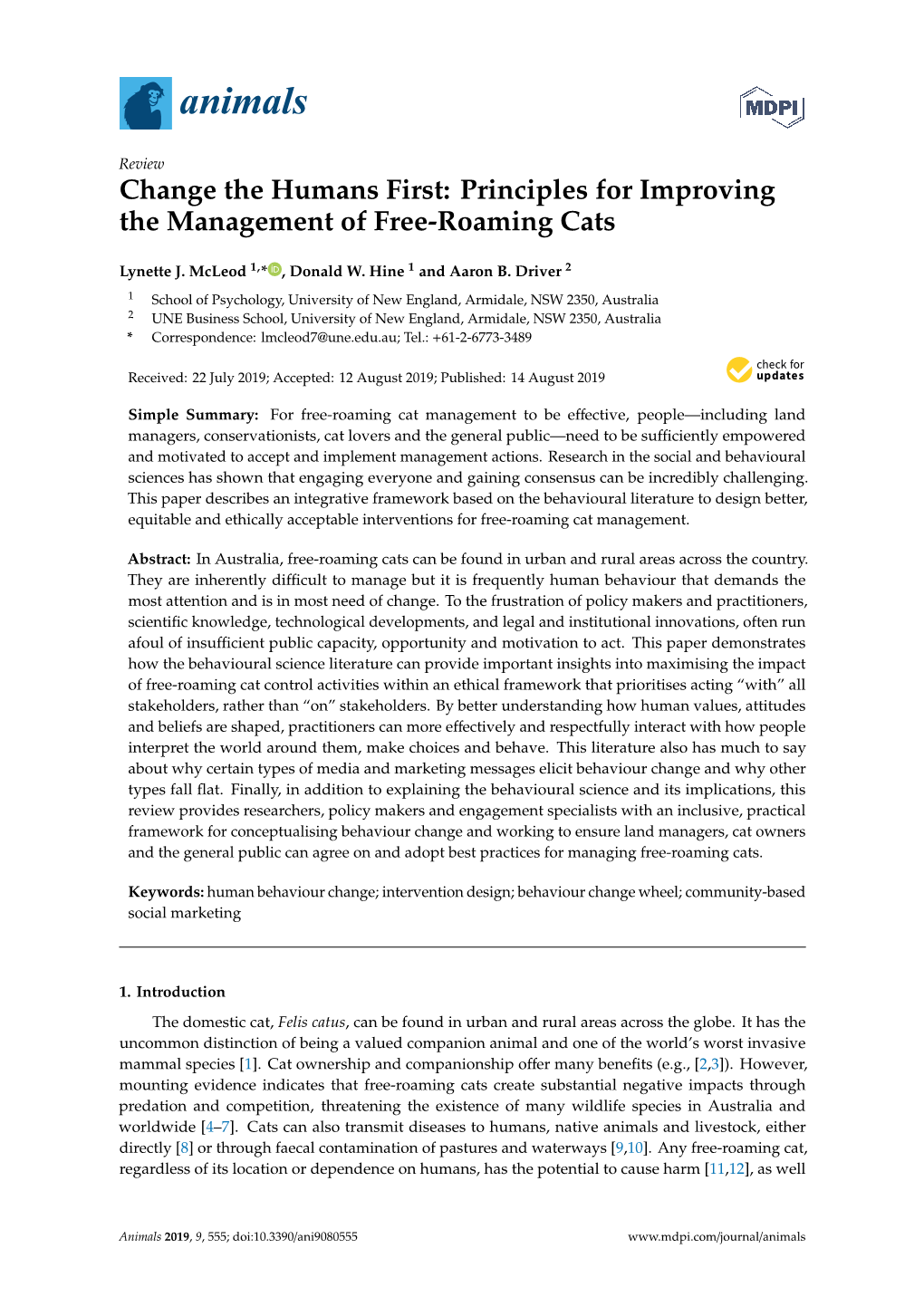 Principles for Improving the Management of Free-Roaming Cats