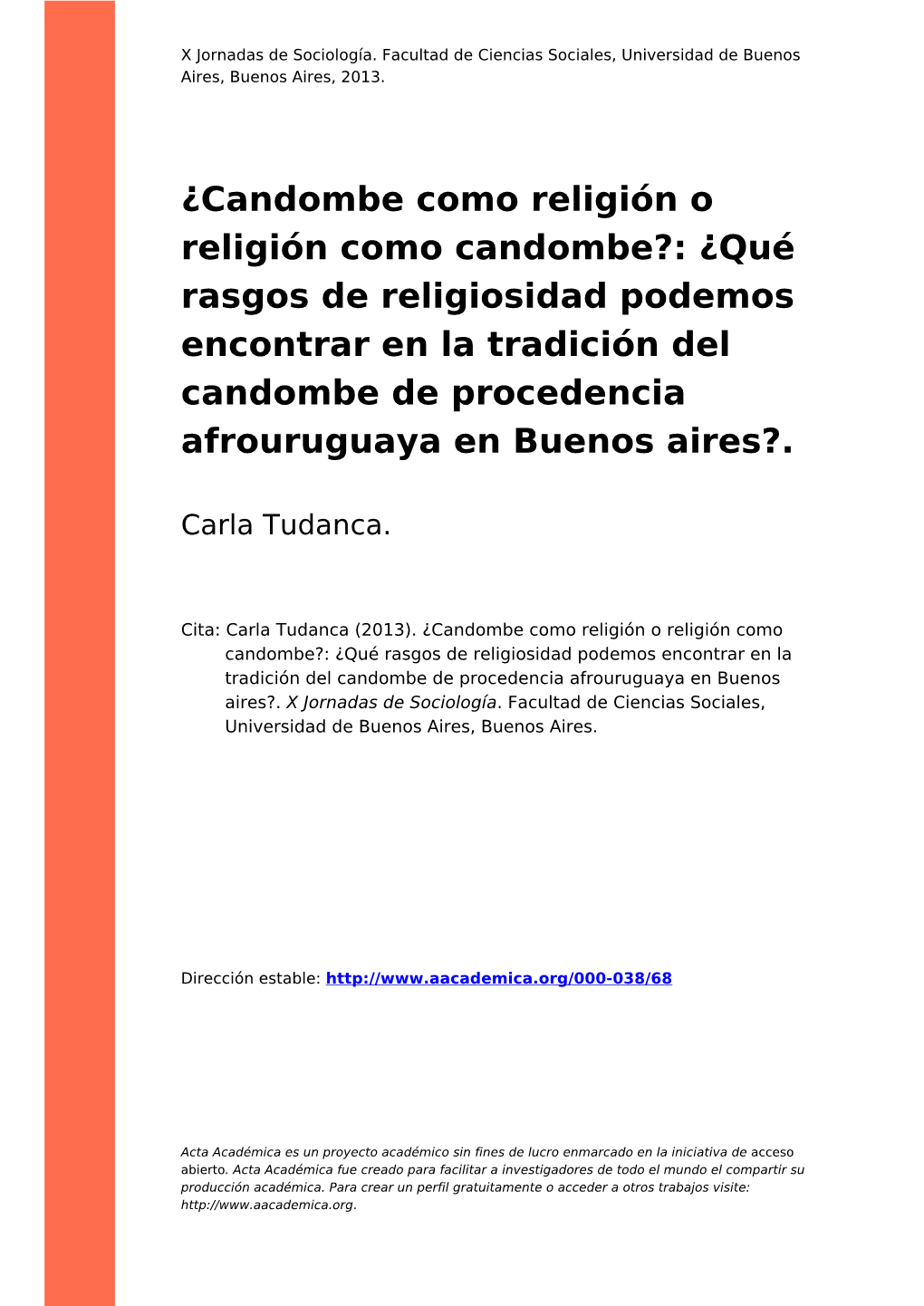 ¿Candombe Como Religión O Religión Como Candombe?