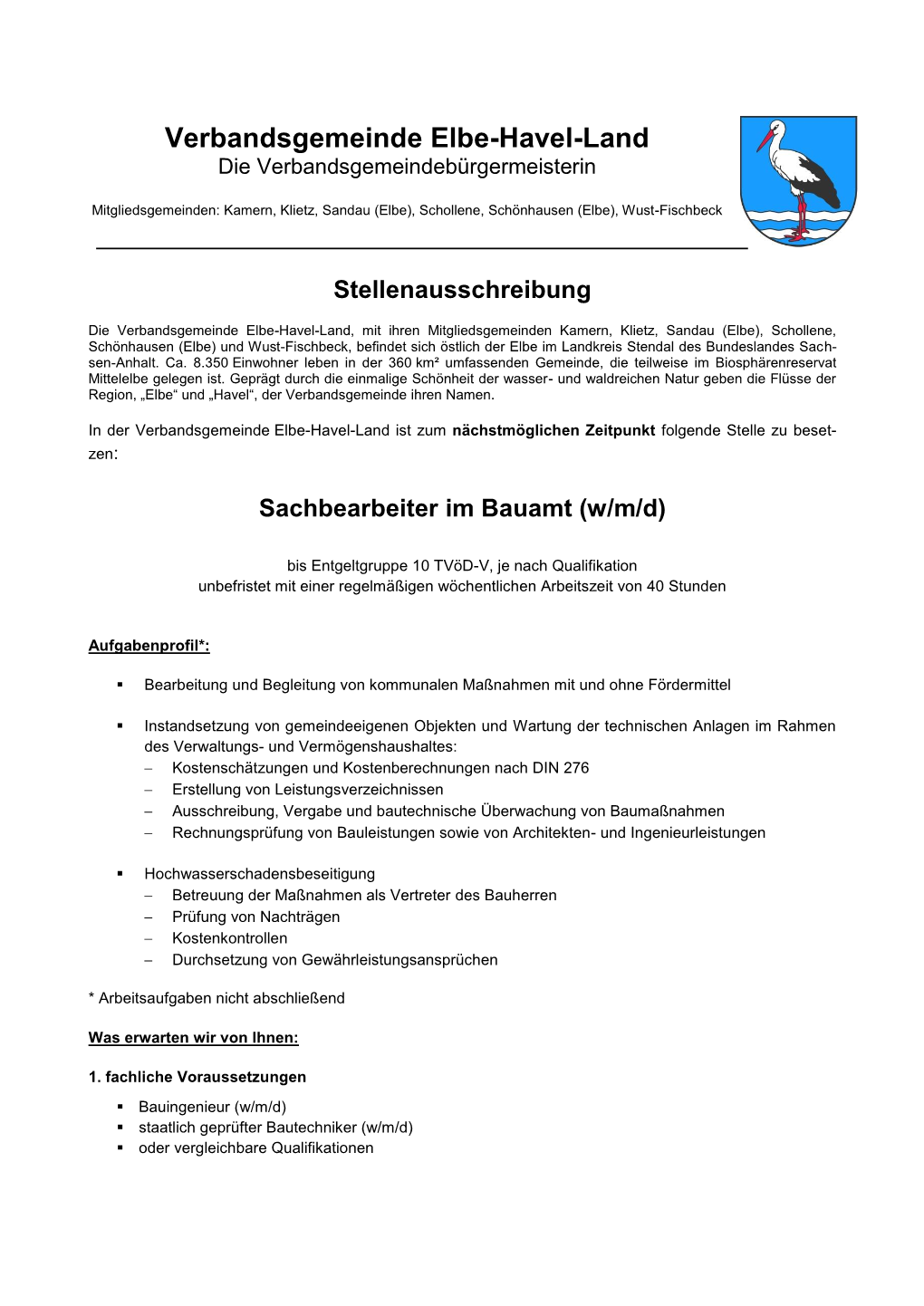 Verbandsgemeinde Elbe-Havel-Land Die Verbandsgemeindebürgermeisterin