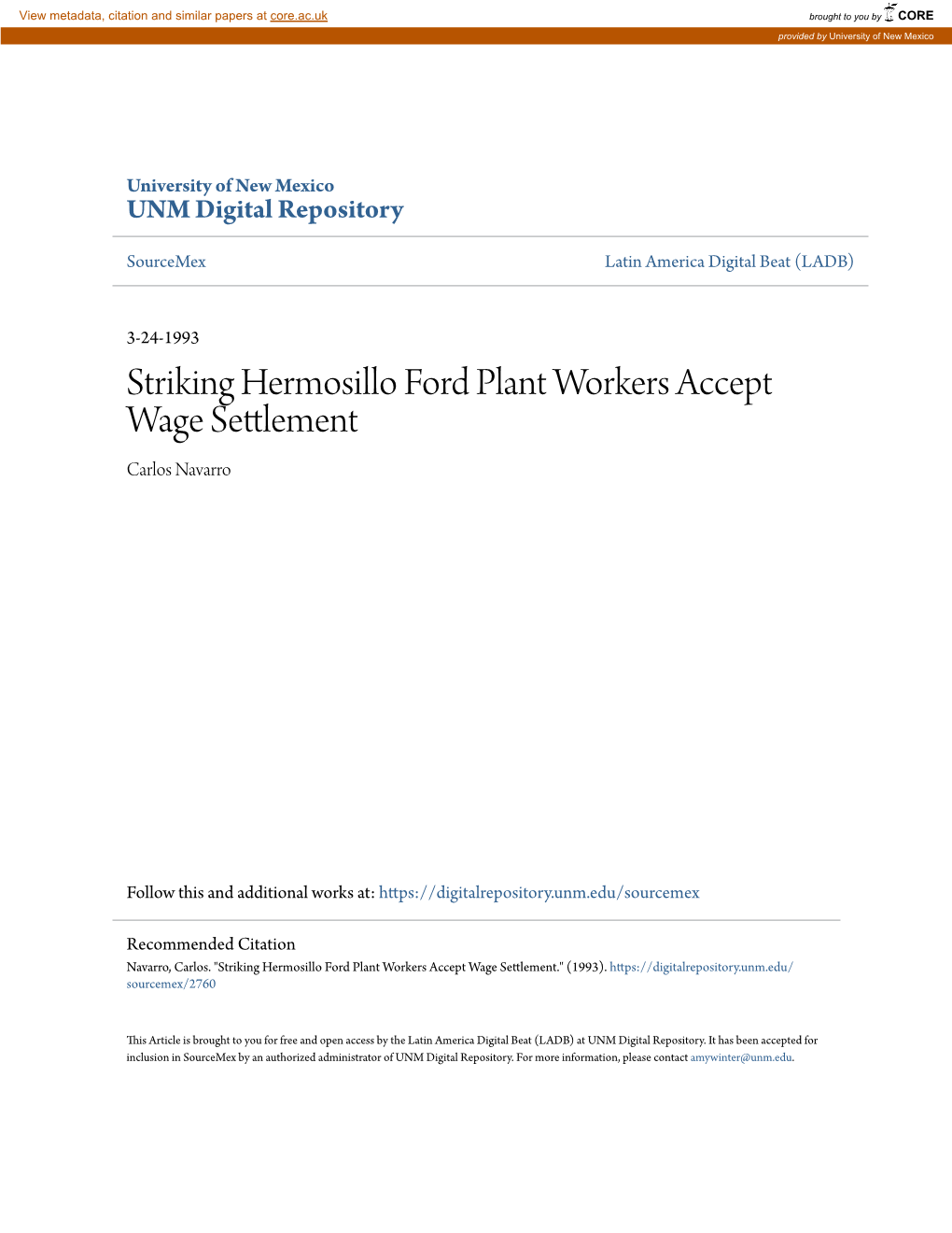 Striking Hermosillo Ford Plant Workers Accept Wage Settlement Carlos Navarro