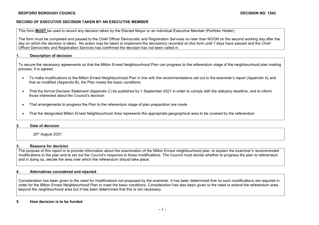 Neighbourhood Plan Can Progress to the Referendum Stage of the Neighbourhood Plan Making Process