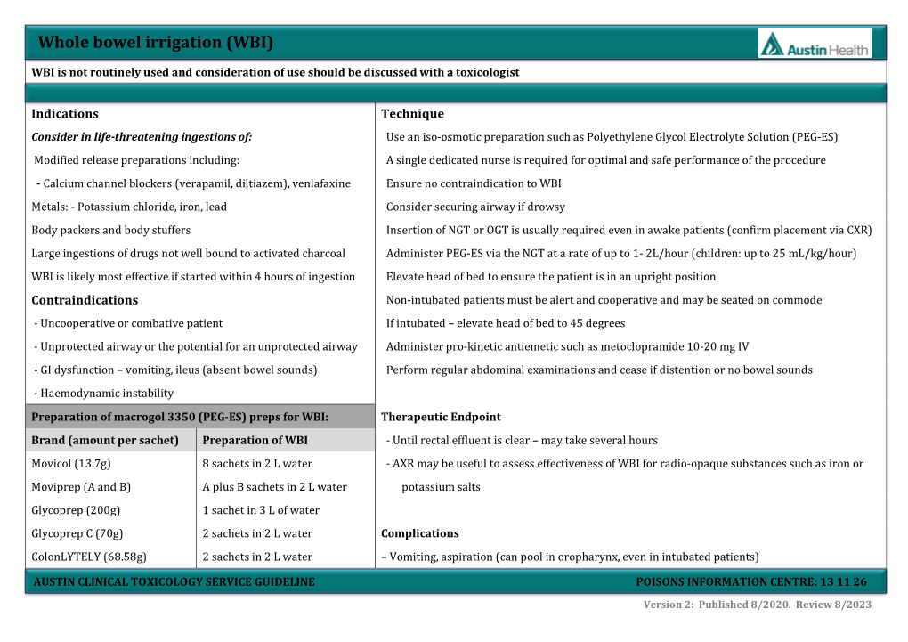 Whole Bowel Irrigation (WBI)