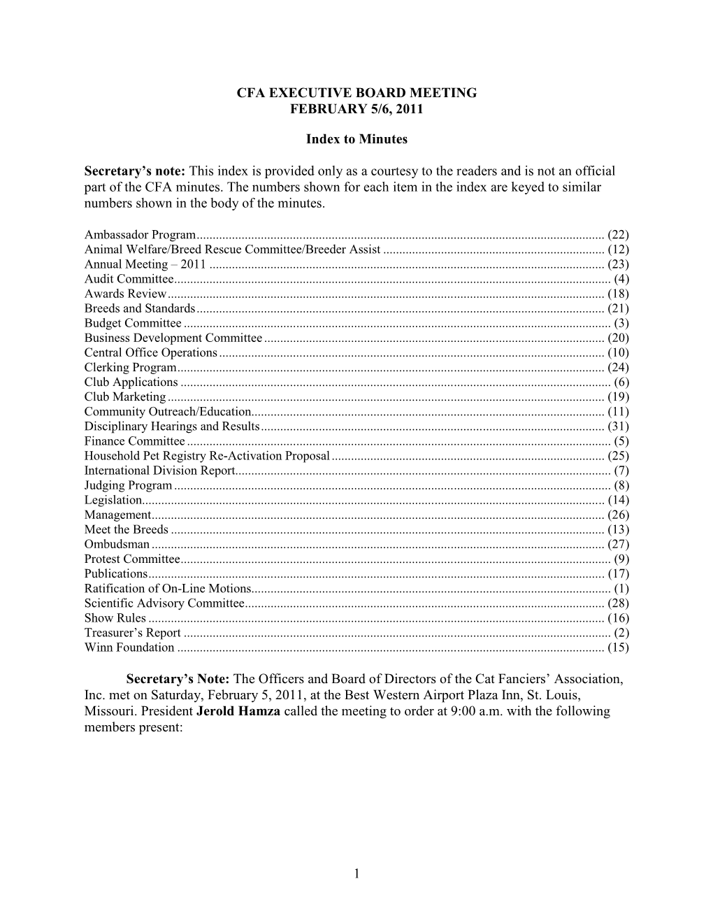 February 2011 Condensed Minutes