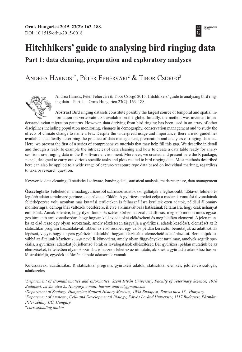 Hitchhikers' Guide to Analysing Bird Ringing Data