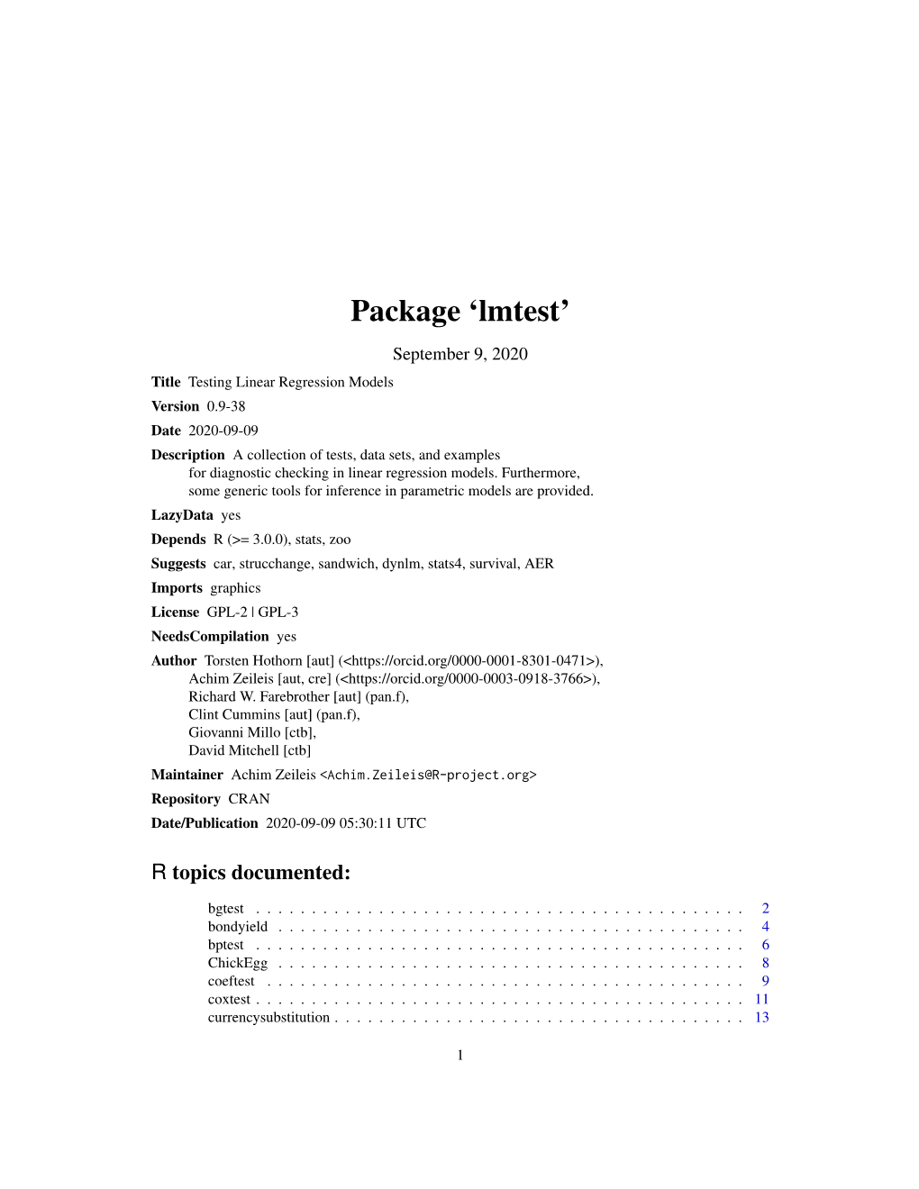 Package 'Lmtest'