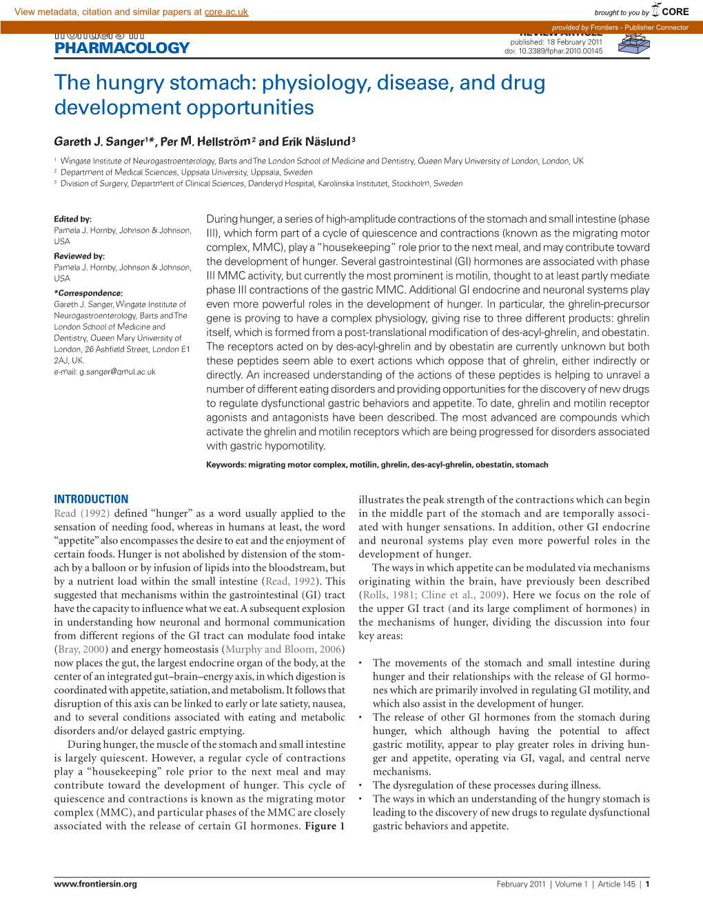 The Hungry Stomach: Physiology, Disease, and Drug Development Opportunities