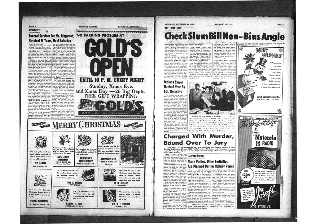 Bias Angle I I Columbus' Proposed Slum Clear­ Committee, Were Not Present When Thomas Perkins, ,49