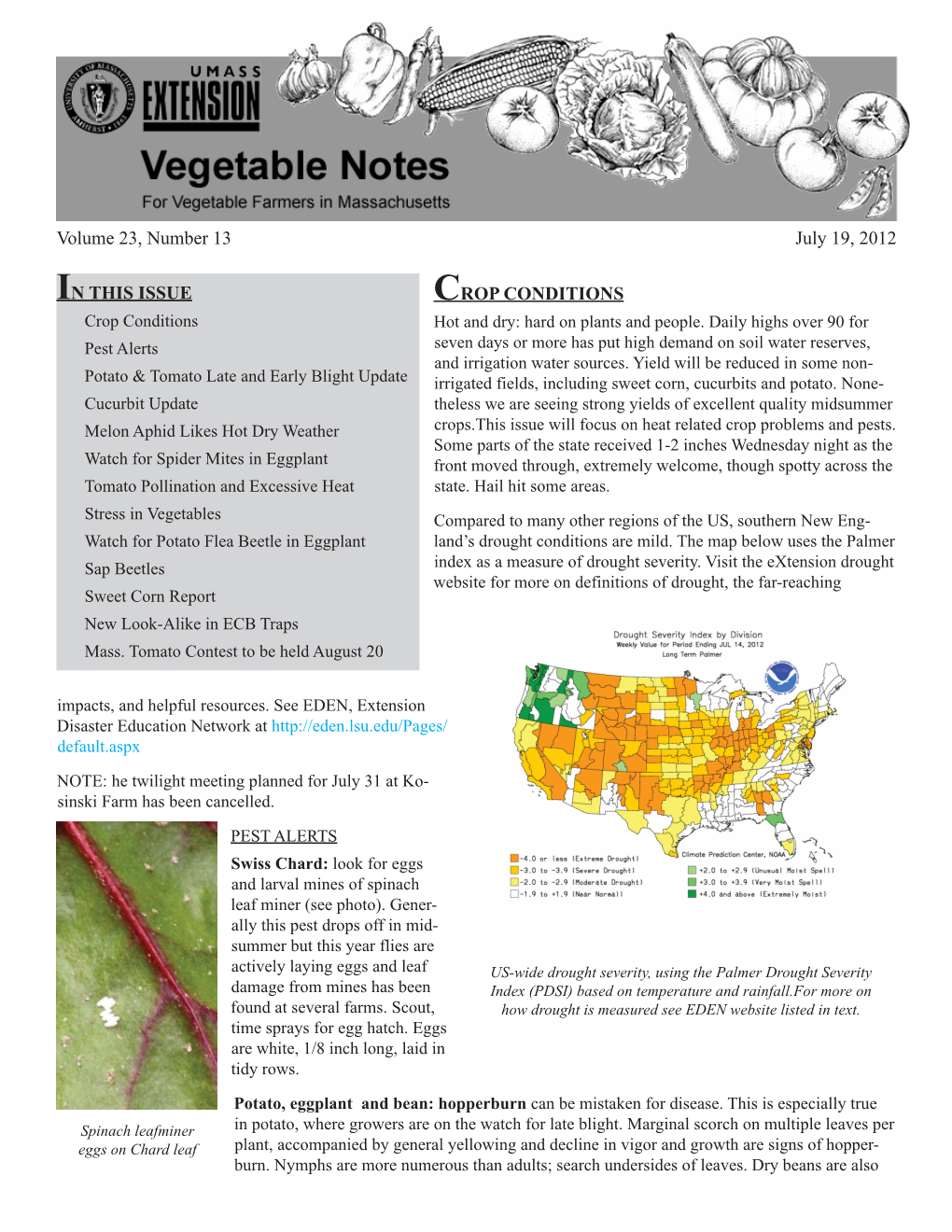 July 19, 2012 Vegetable Notes