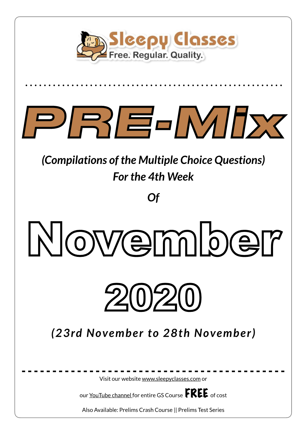 PRE-Mix 4Th Week November