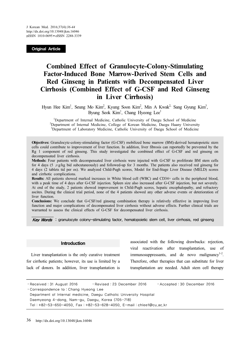 Combined Effect of Granulocyte-Colony-Stimulating