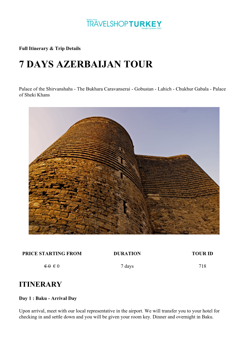 7 Days Azerbaijan Tour