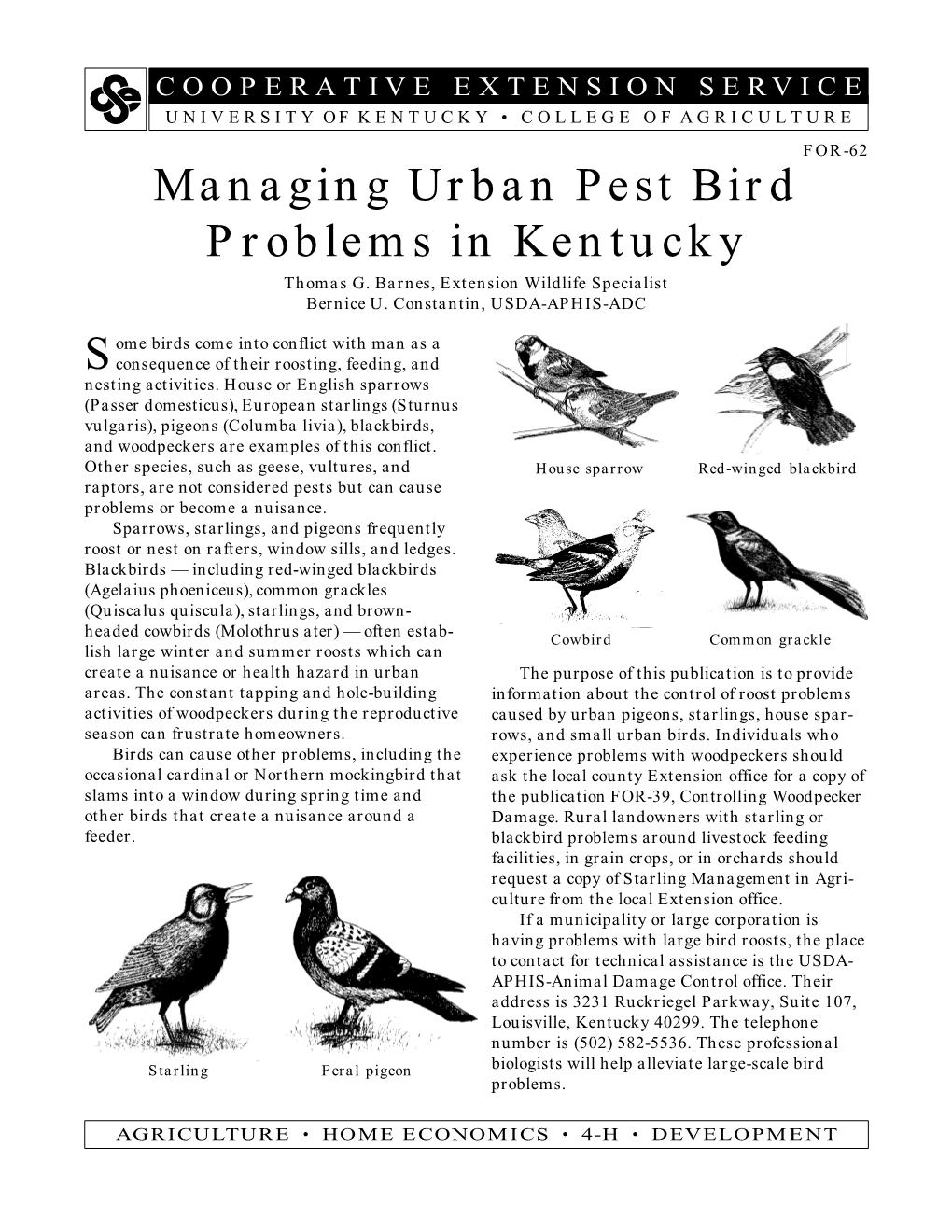 Managing Urban Pest Bird Problems in Kentucky Thomas G