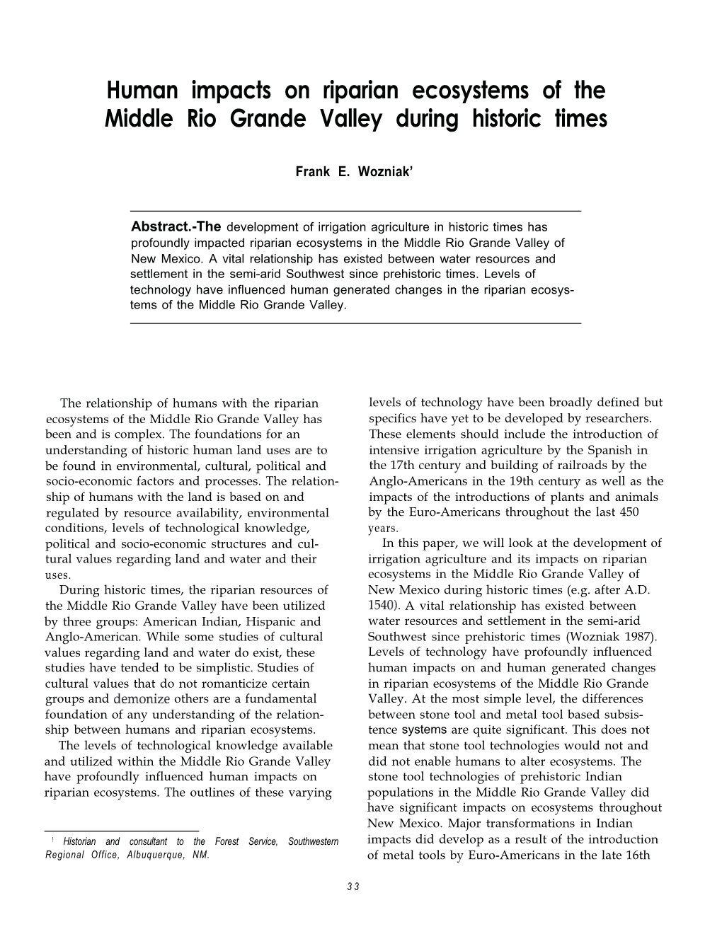 Desired Future Conditions for Southwestern Riparian Ecosystems