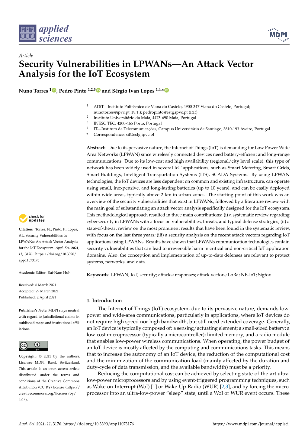 Security Vulnerabilities in Lpwans—An Attack Vector Analysis for the Iot Ecosystem