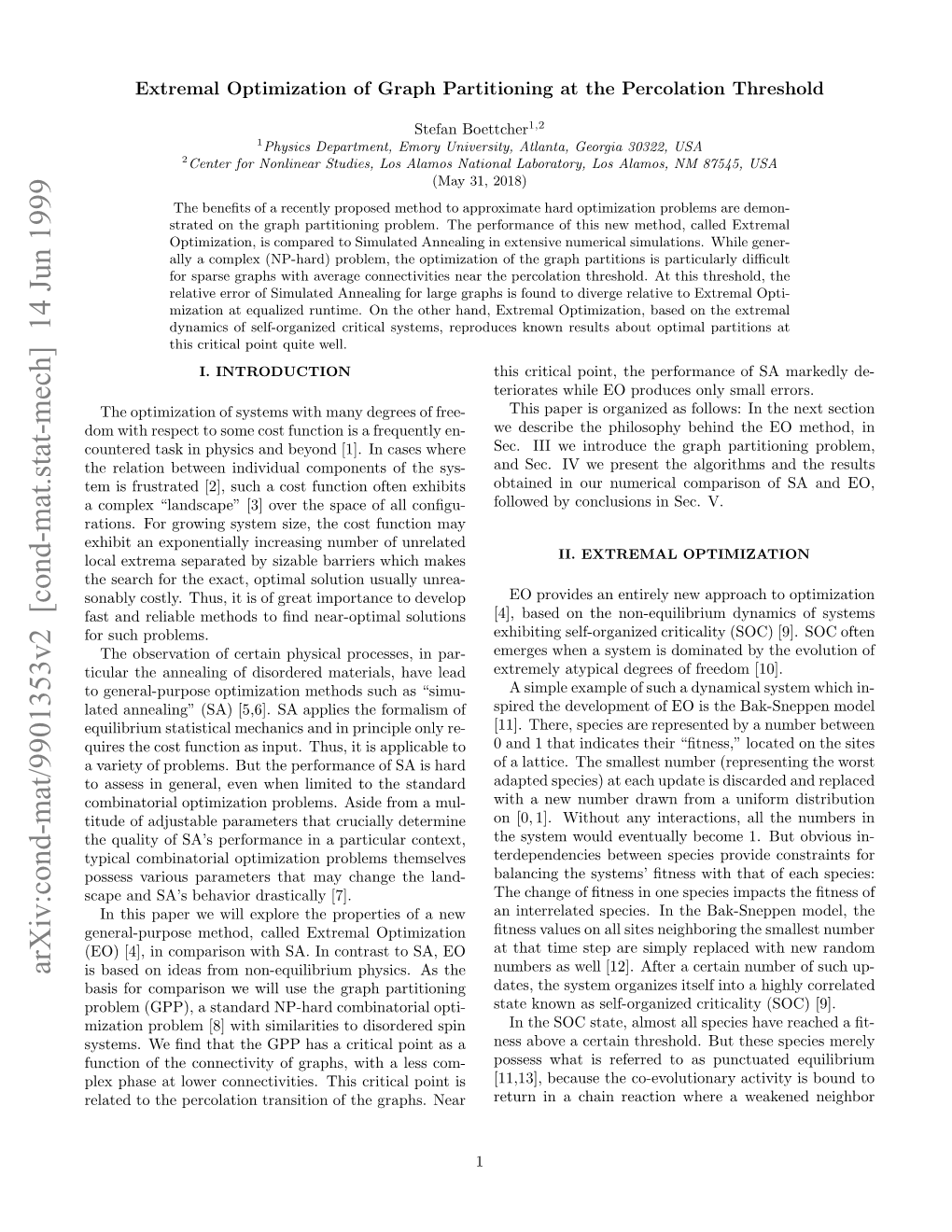 Extremal Optimization of Graph Partitioning at the Percolation