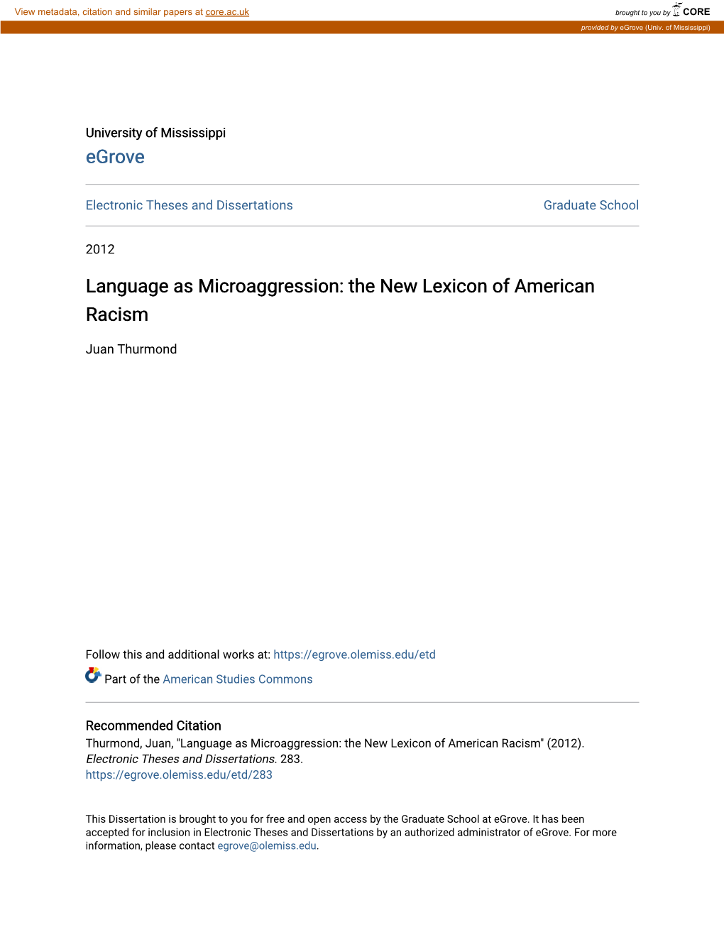 Language As Microaggression: the New Lexicon of American Racism