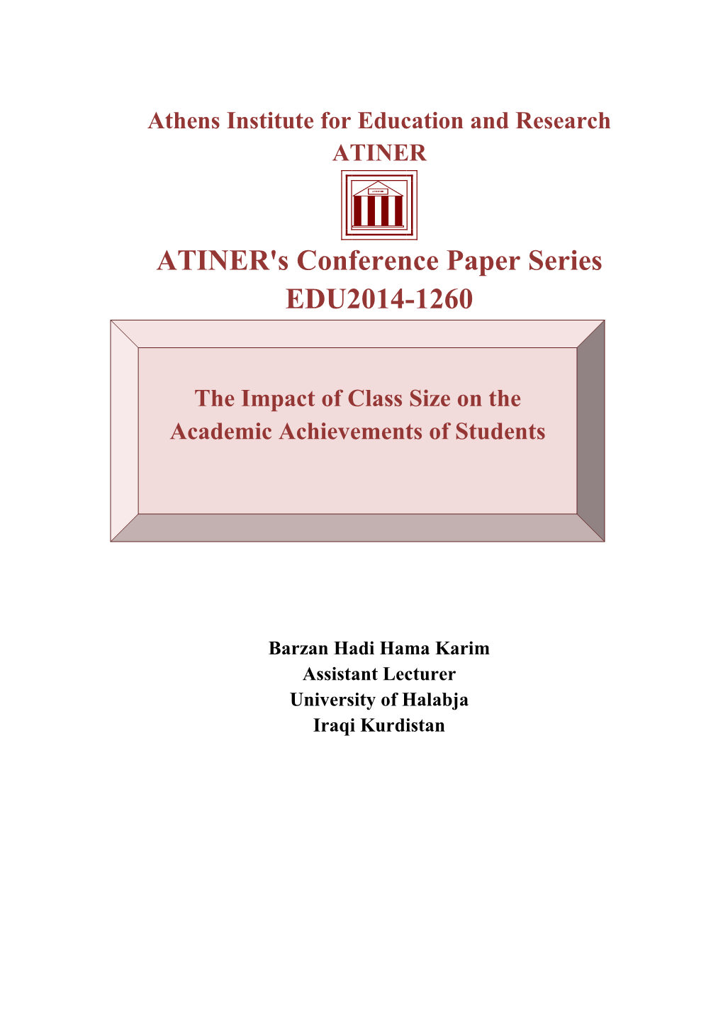 ATINER's Conference Paper Series EDU2014-1260