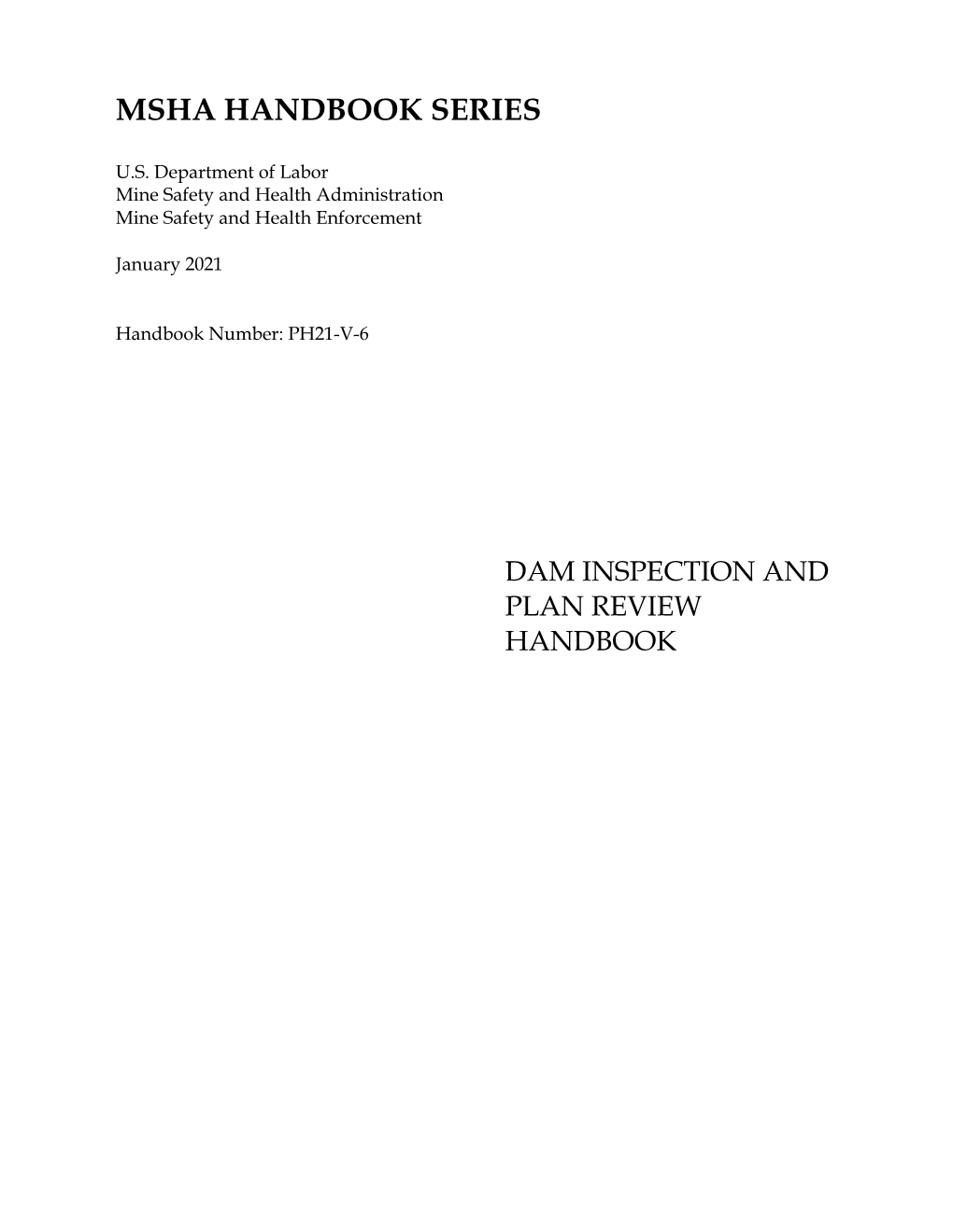 Dam Inspection and Plan Review Handbook