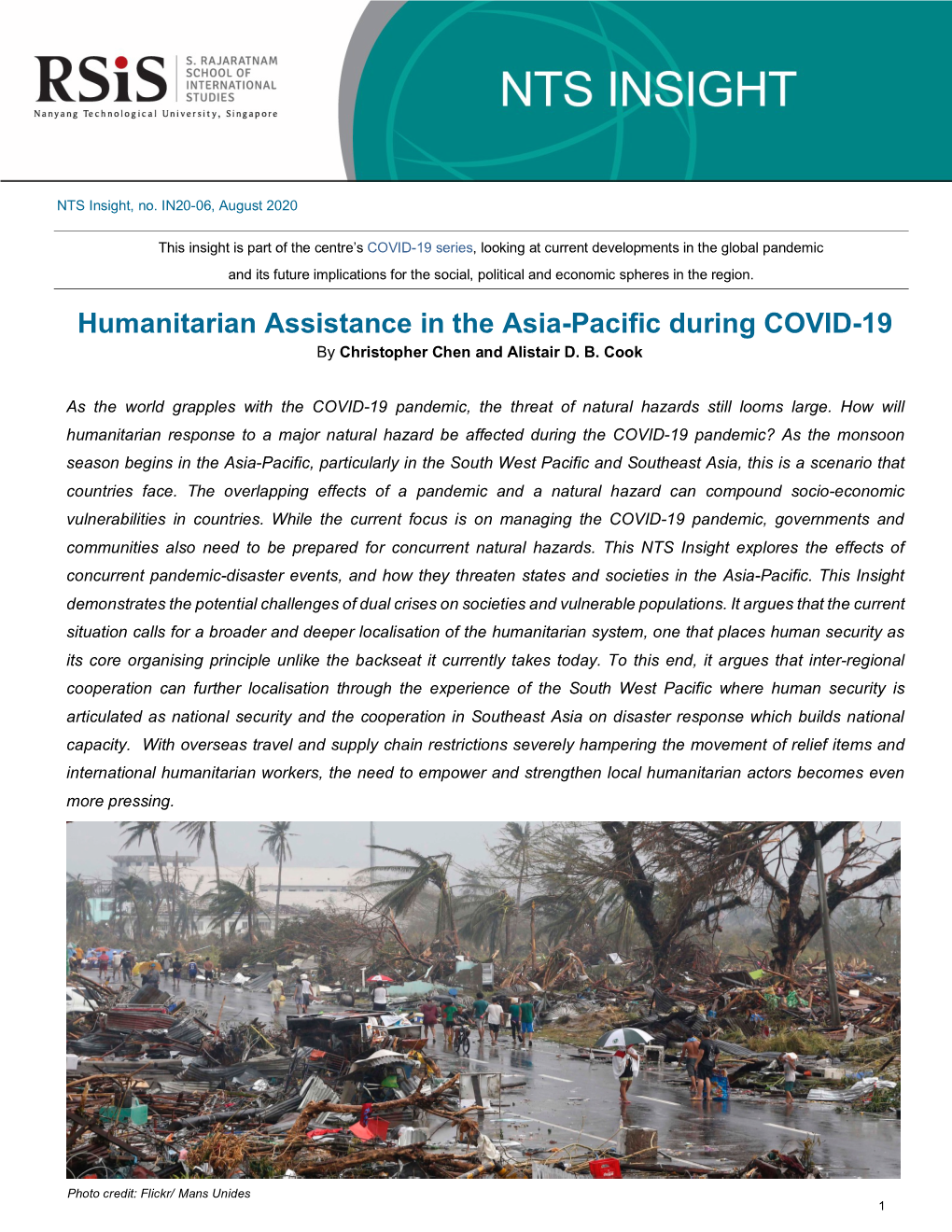 NTS Insight- Humanitarian Assistance in the Asia-Pacific During COVID-19