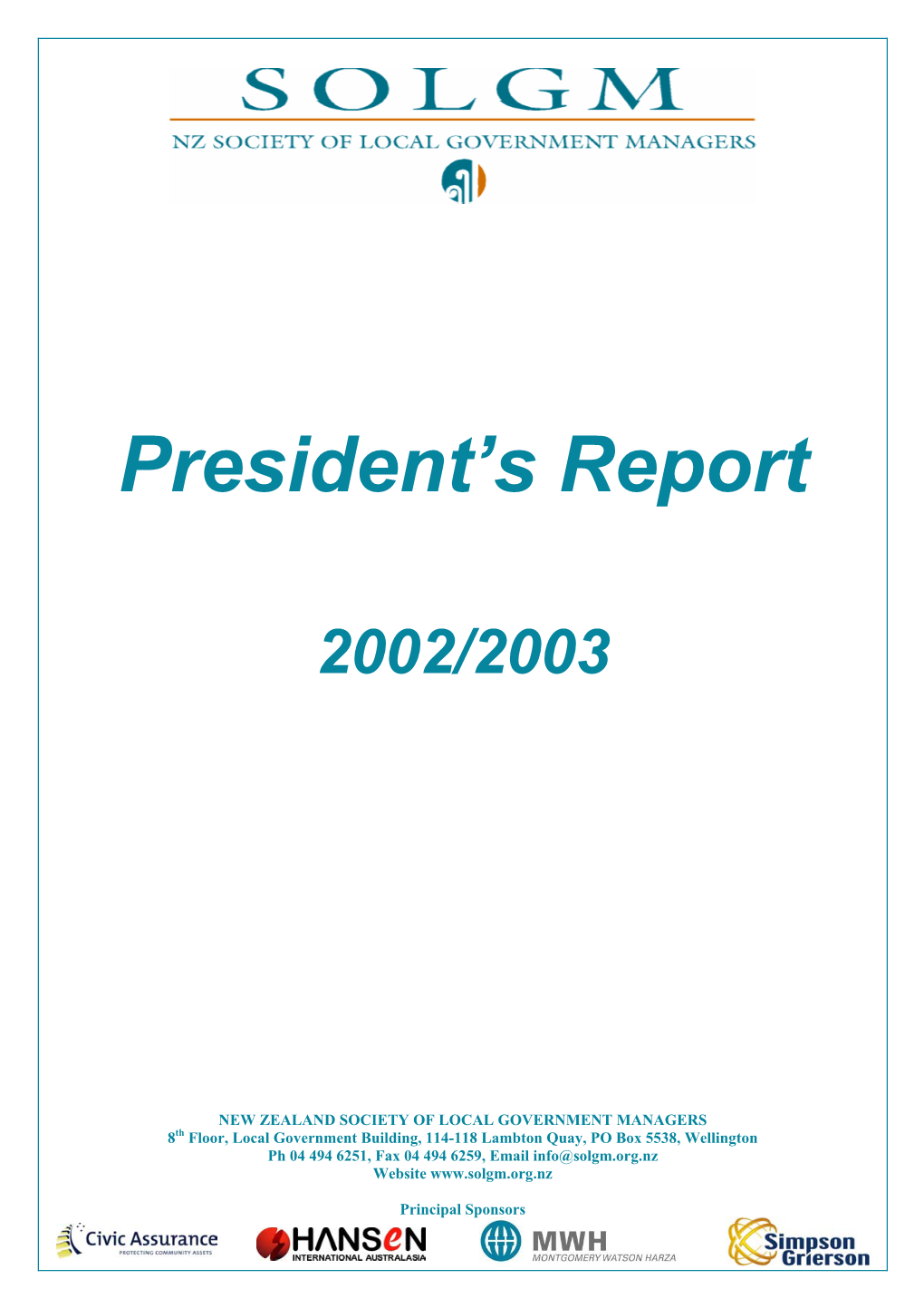 President's Report