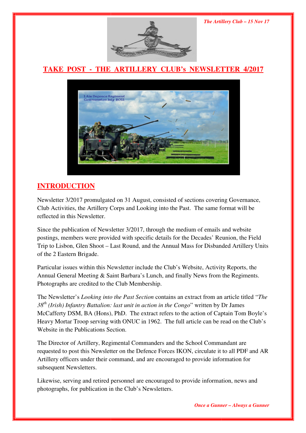 Artillery Club Newsletter 4 of 2017 (V 15 Nov