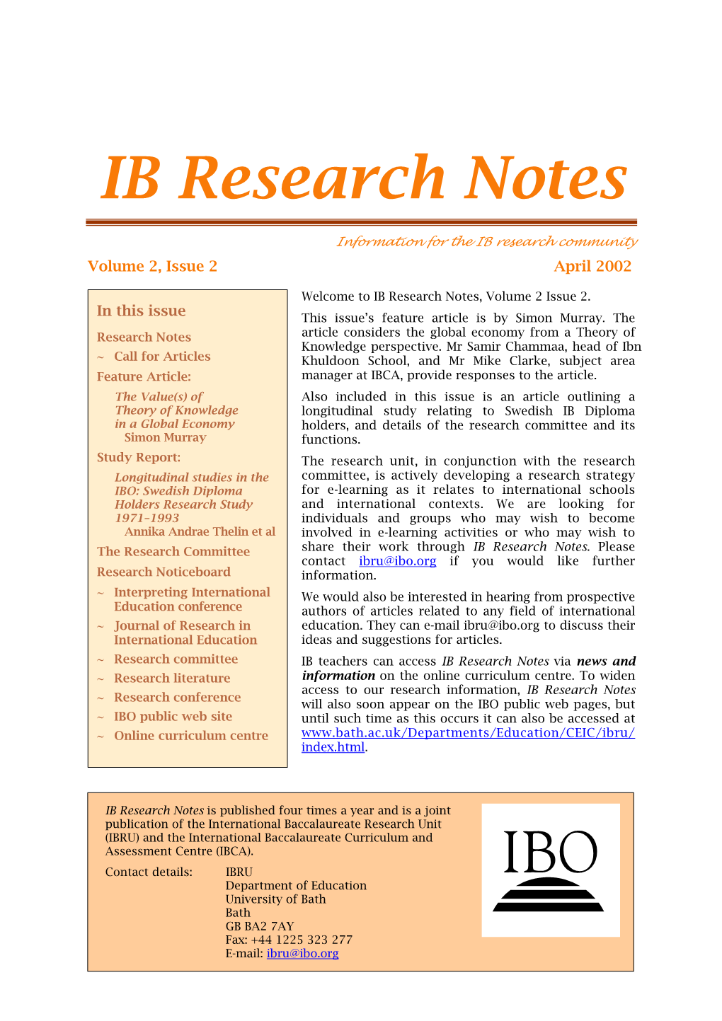 IB Research Notes