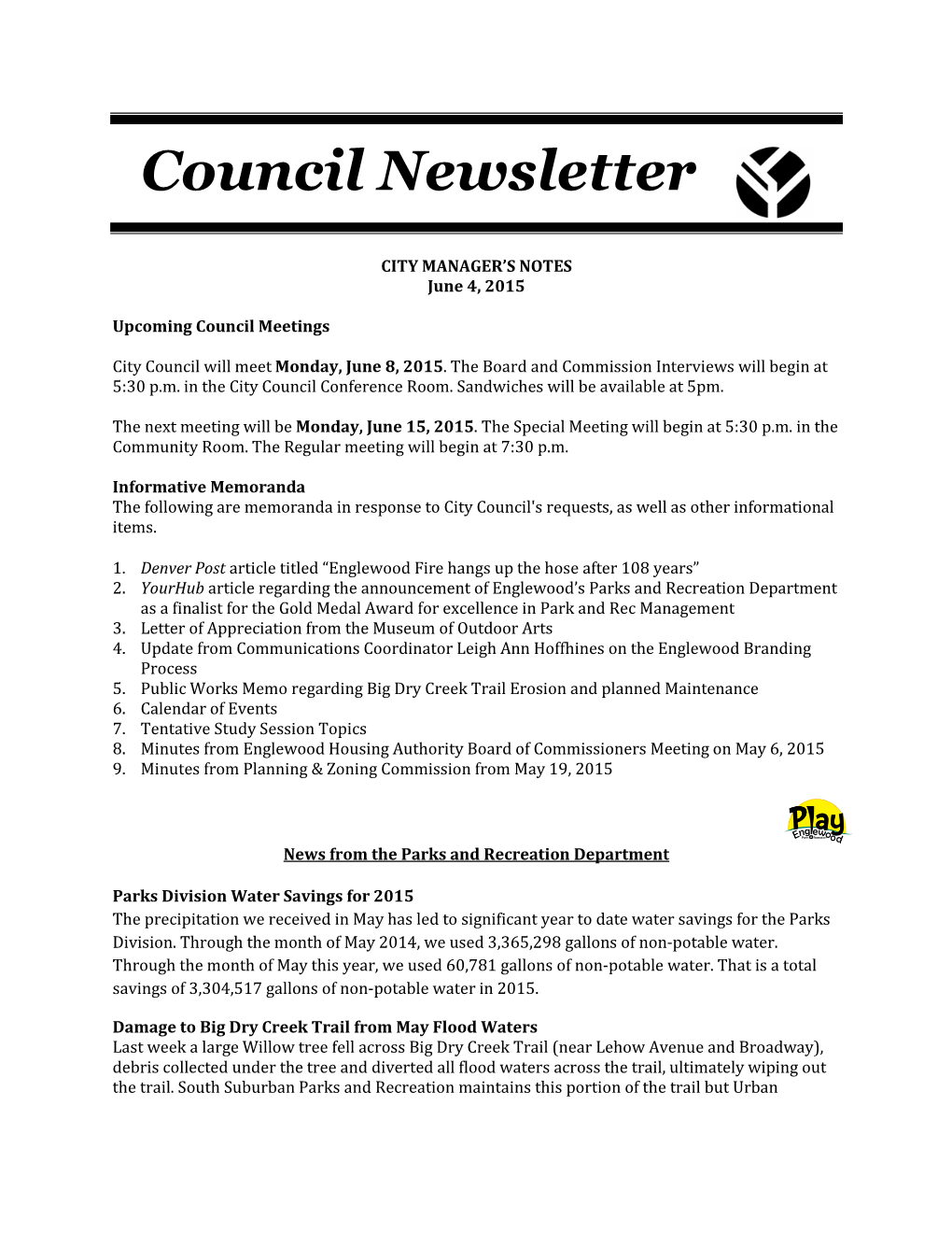 Council Newsletter