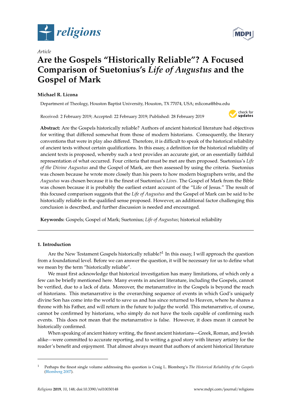 A Focused Comparison of Suetonius's Life of Augustus and the Gospel